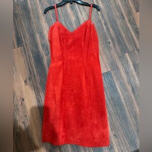 Firenze genuine leather vintage red dress